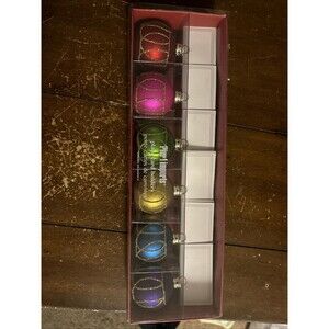 Christmas 6 Pier 1 Ornament Place Card Holders w/Cards Colorful Glitter Party